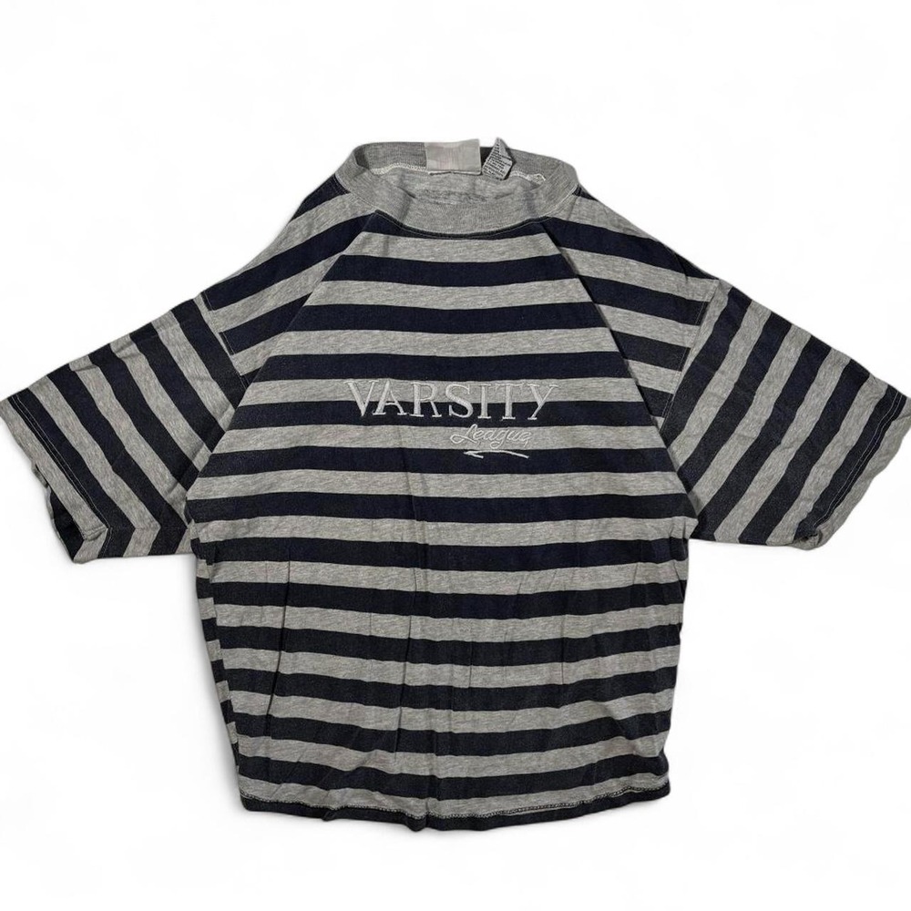 Grey & Navy Action Basics Varsity Striped T-Shirt - M